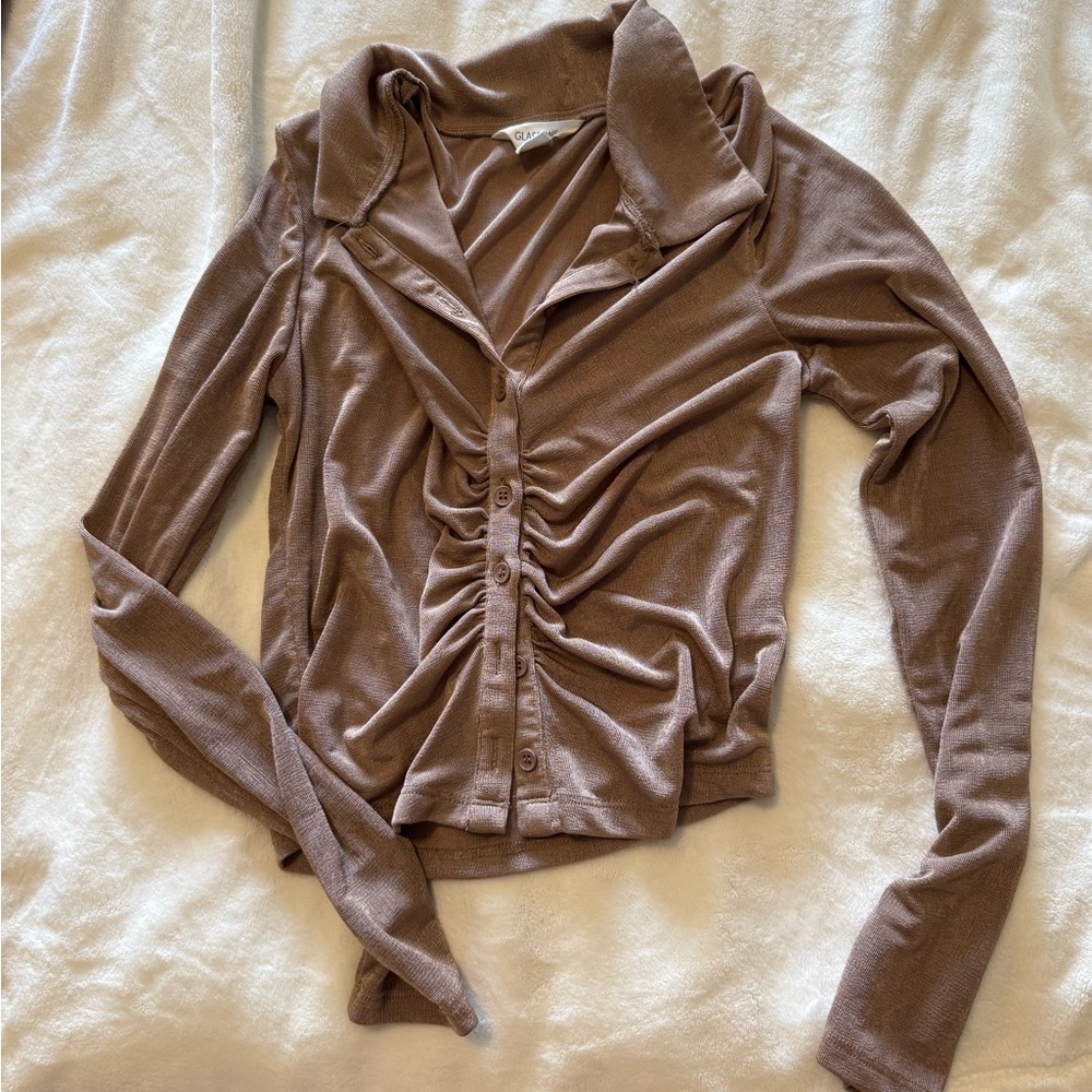 Glassons Relaxed Button Front Ruched Shirt